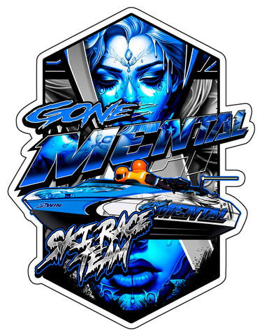 Gone Mental Ski Race Team Single Sticker